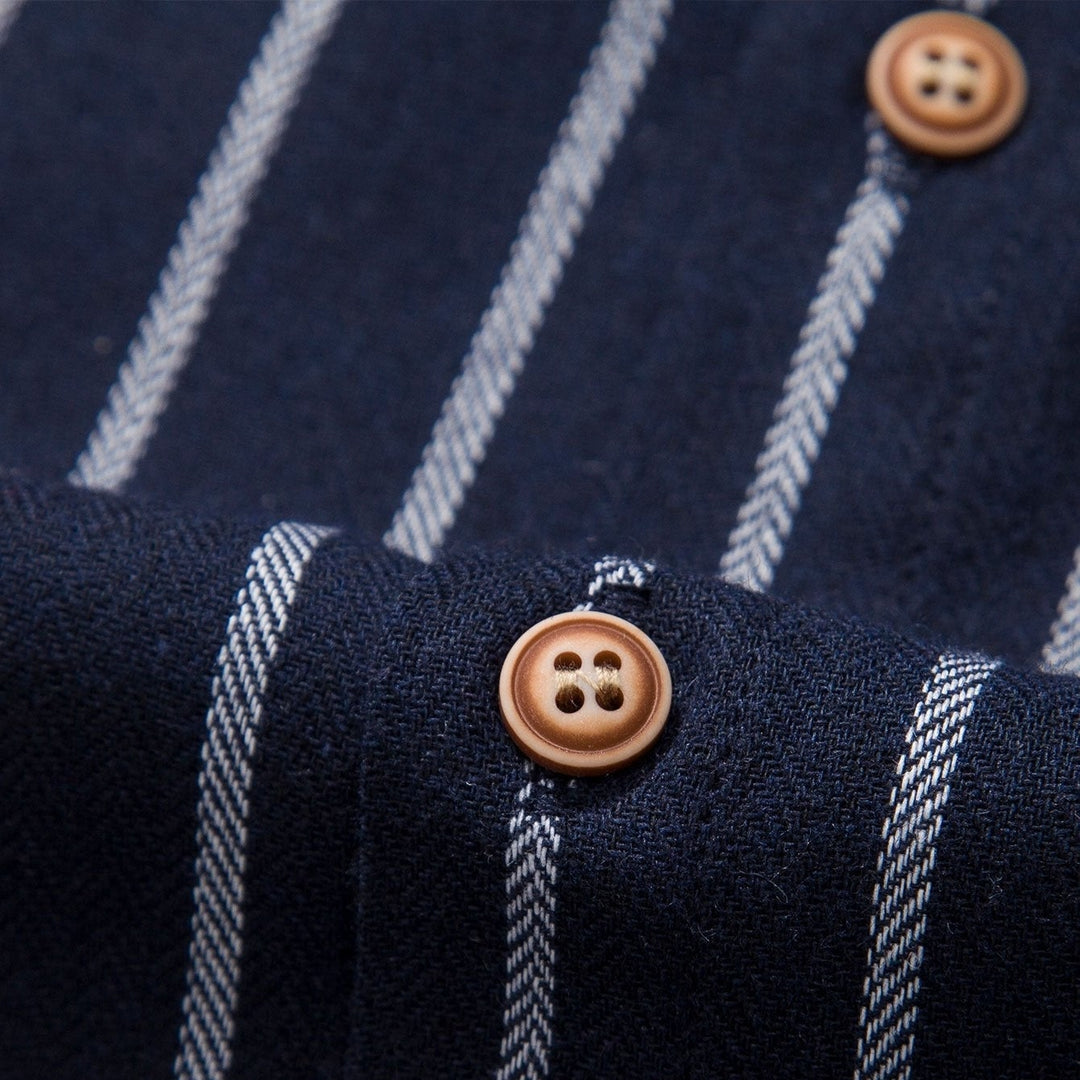 Men's Cotton Blend Striped Button Up Shirt & Straight Leg Linen Pants