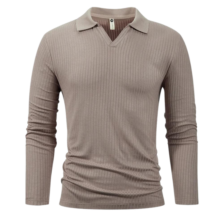 King Billion Men 100% Cotton V-Shaped Shirt Long Sleeve Polo