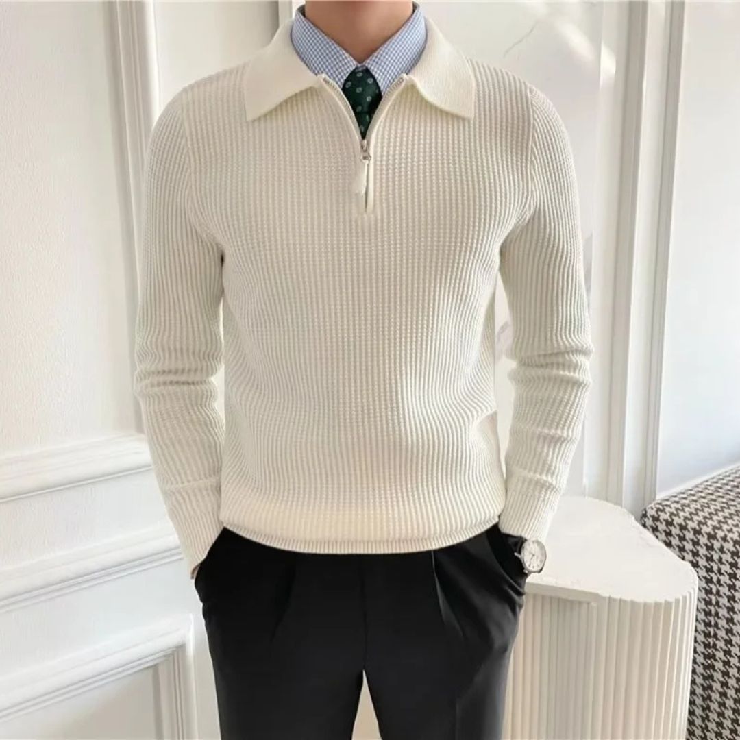 Wide Sleeveless Polo Knit Pullover