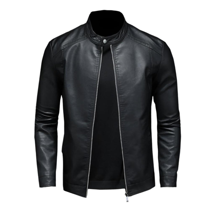 Men's Faux Leather Black Waterproof Jacket