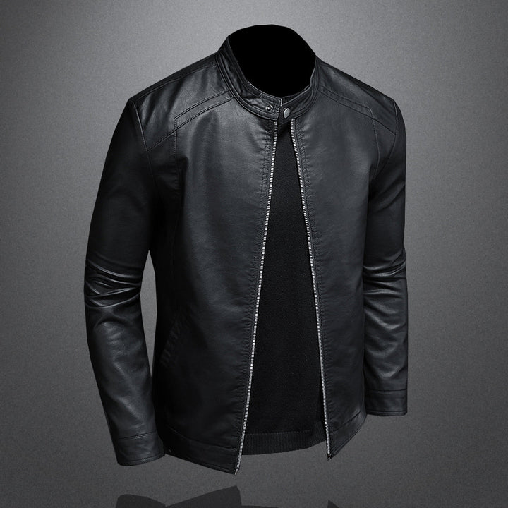 Men's Faux Leather Black Waterproof Jacket