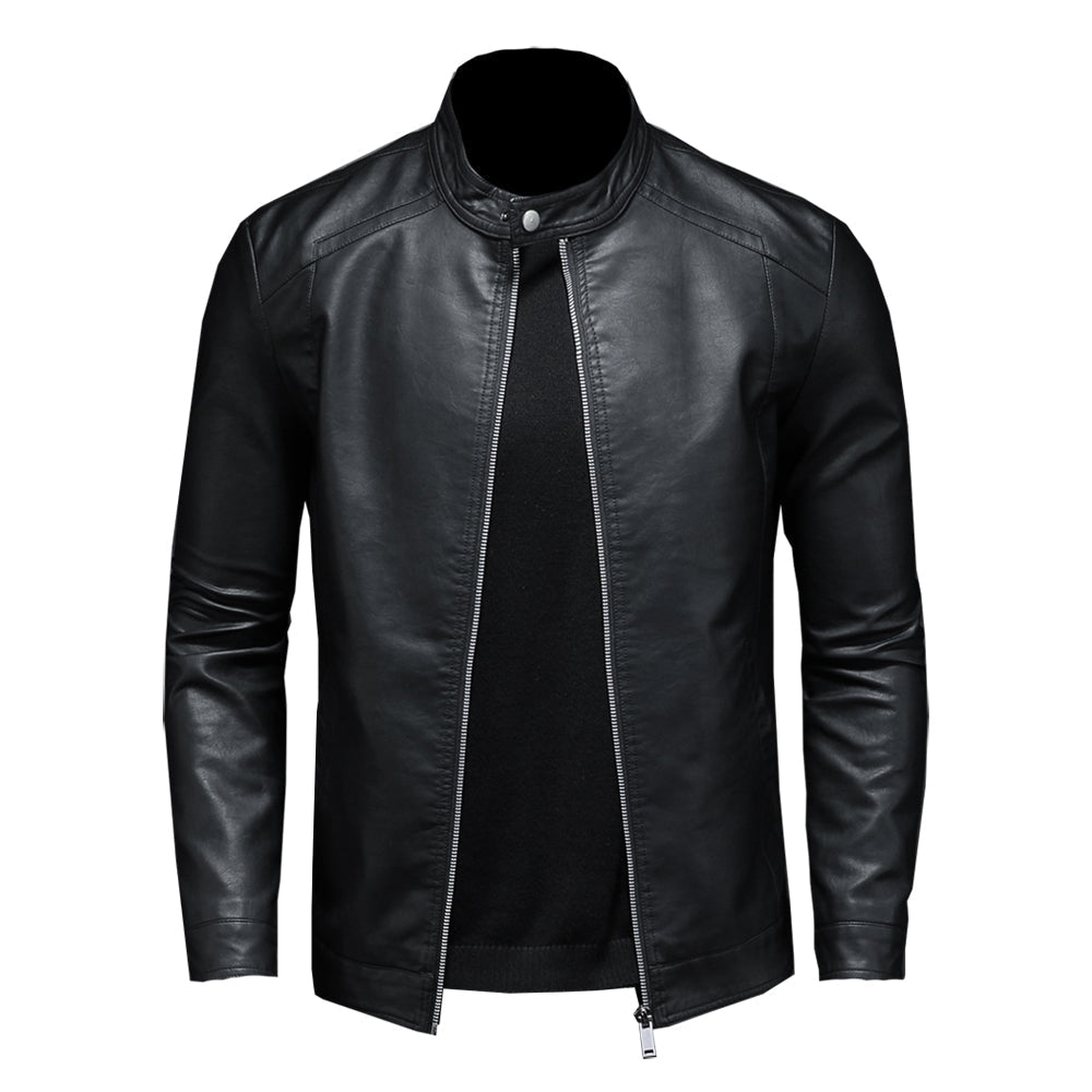 Men's Faux Leather Black Waterproof Jacket