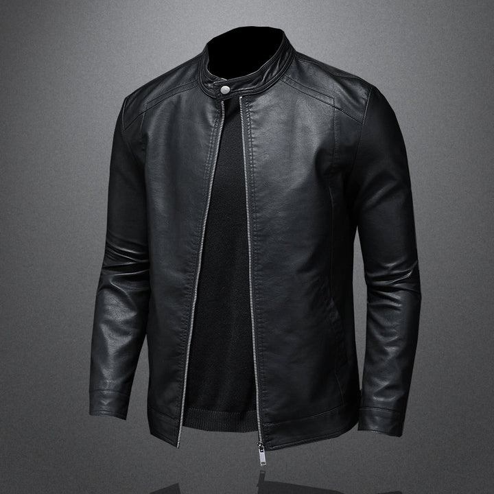 Men's Faux Leather Black Waterproof Jacket