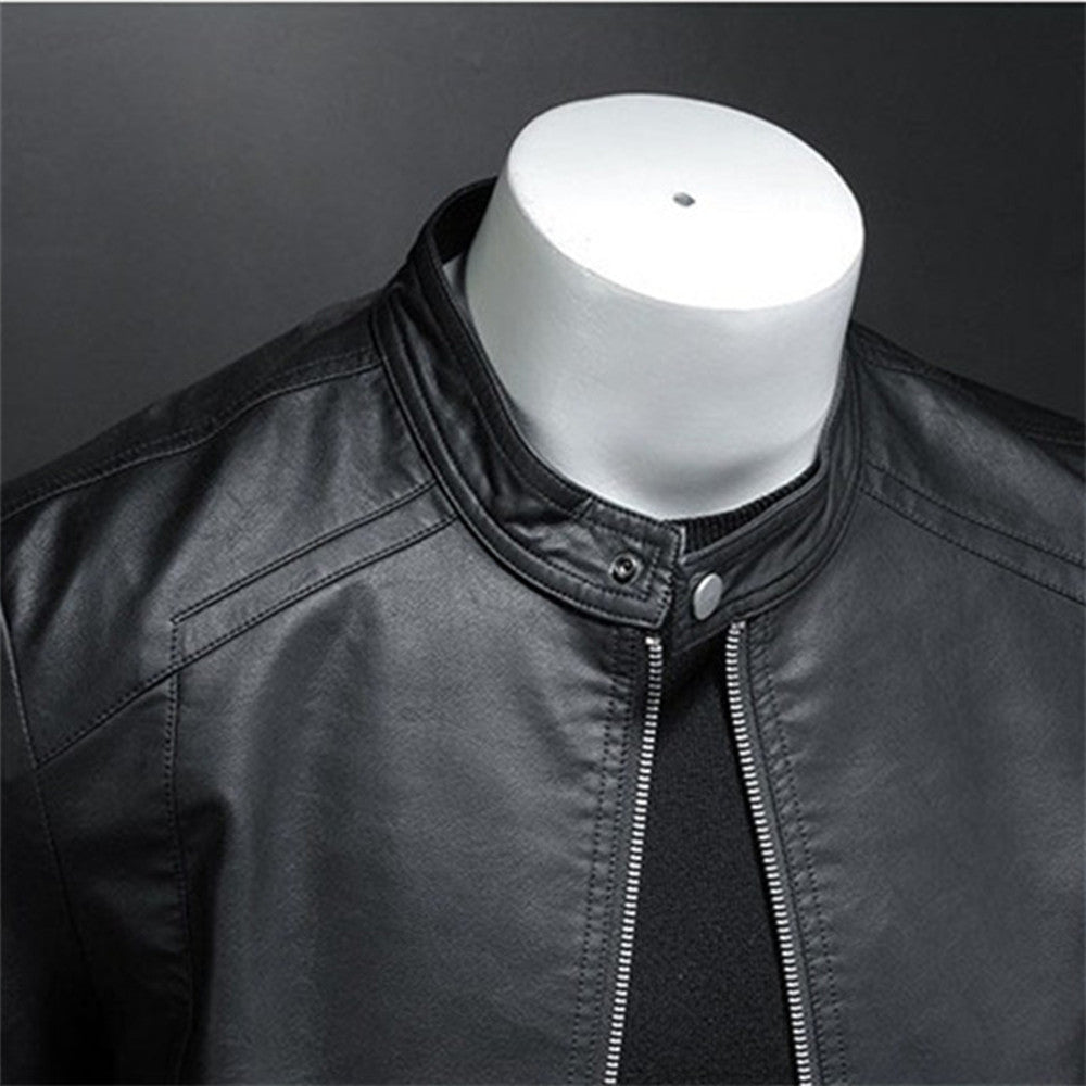 Men's Faux Leather Black Waterproof Jacket