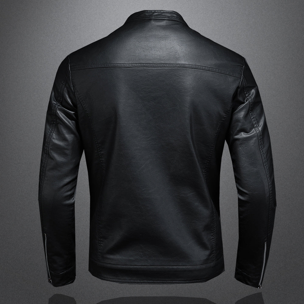 Men's Faux Leather Black Waterproof Jacket