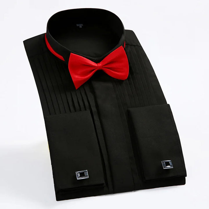 Wingtip Collar Tuxedo Shirt with Bow Tie - Men's Formal Wedding & Event Wear