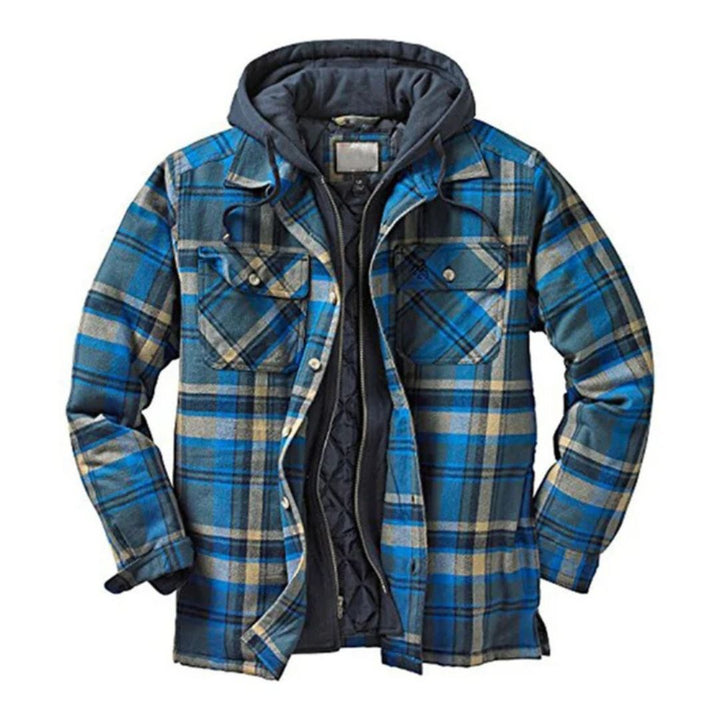 Men's Plaid Full Zip Hooded Jacket