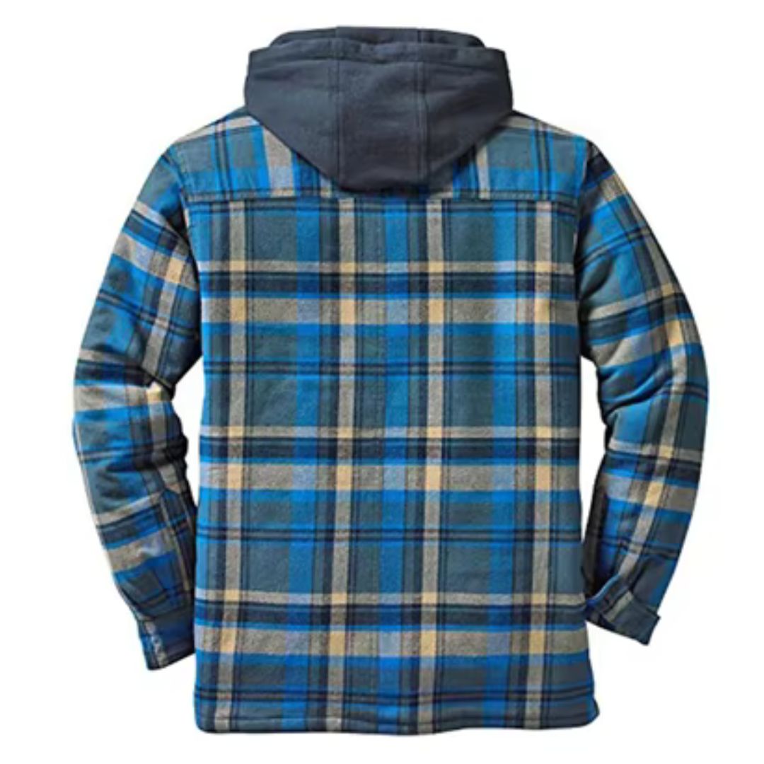 Men's Plaid Full Zip Hooded Jacket