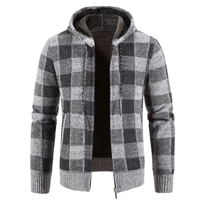 Men's Plaid Hooded Fleece Jacket