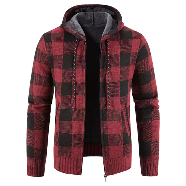 Men's Plaid Hooded Fleece Jacket