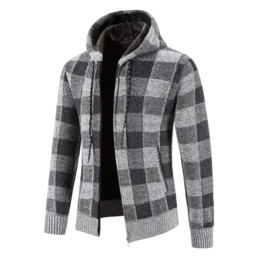 Men's Plaid Hooded Fleece Jacket