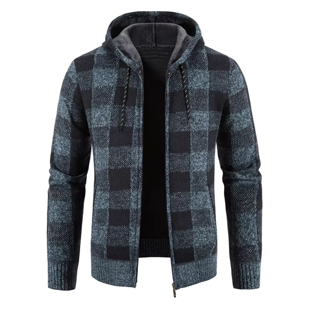 Men's Plaid Hooded Fleece Jacket