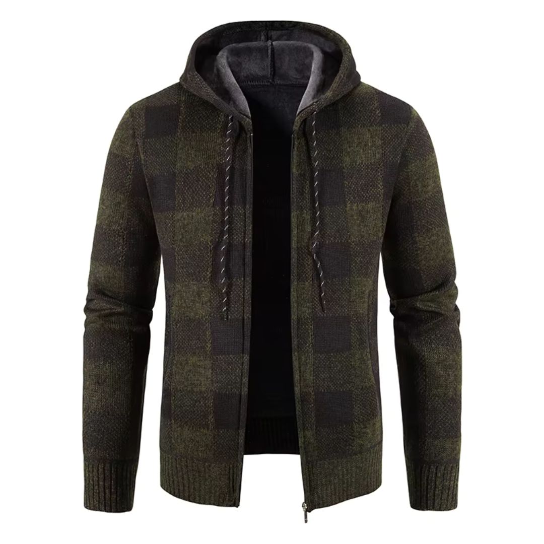 Men's Plaid Hooded Fleece Jacket