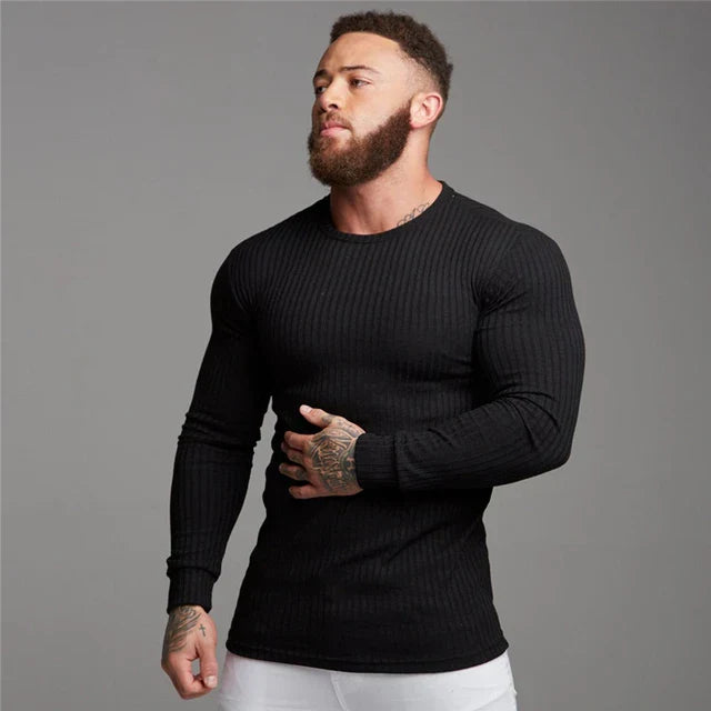 Men's Knitted Round Neck Slim Fit Sweater