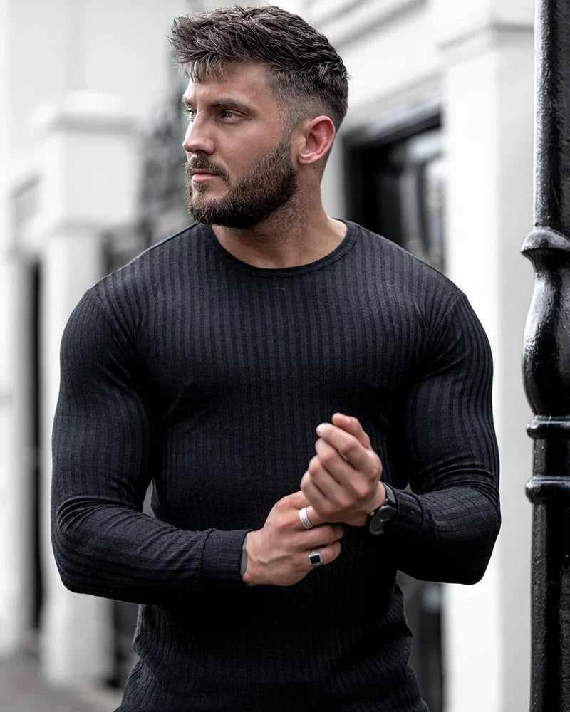 Men's Knitted Round Neck Slim Fit Sweater