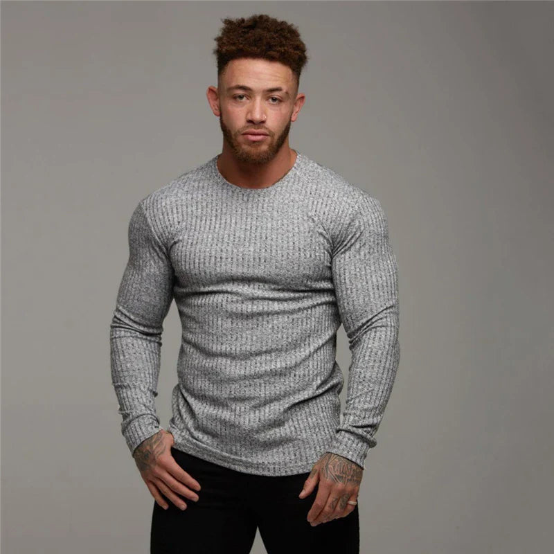 Men's Knitted Round Neck Slim Fit Sweater