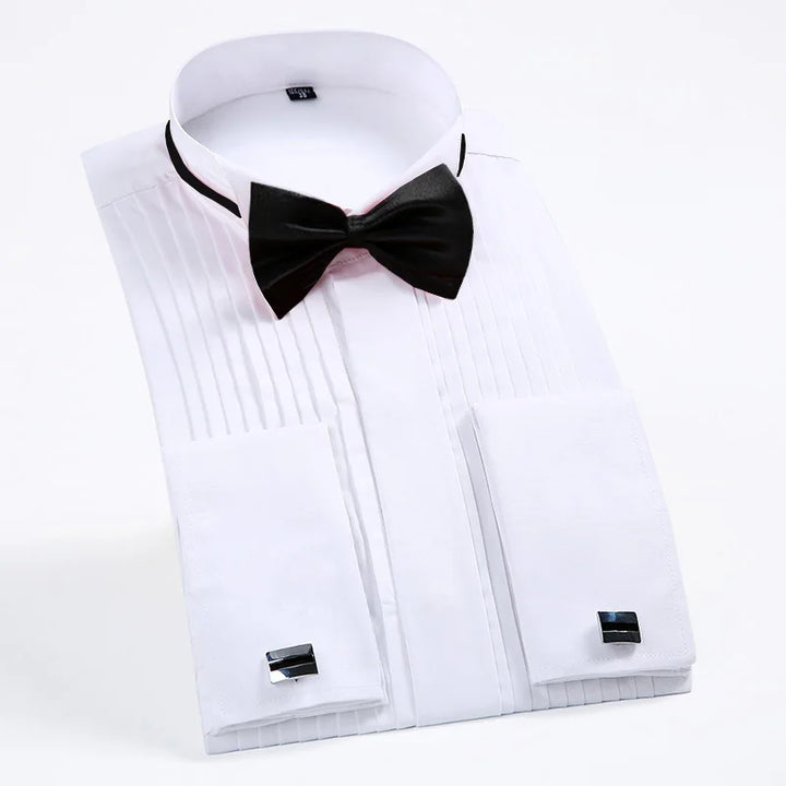 Wingtip Collar Tuxedo Shirt with Bow Tie - Men's Formal Wedding & Event Wear