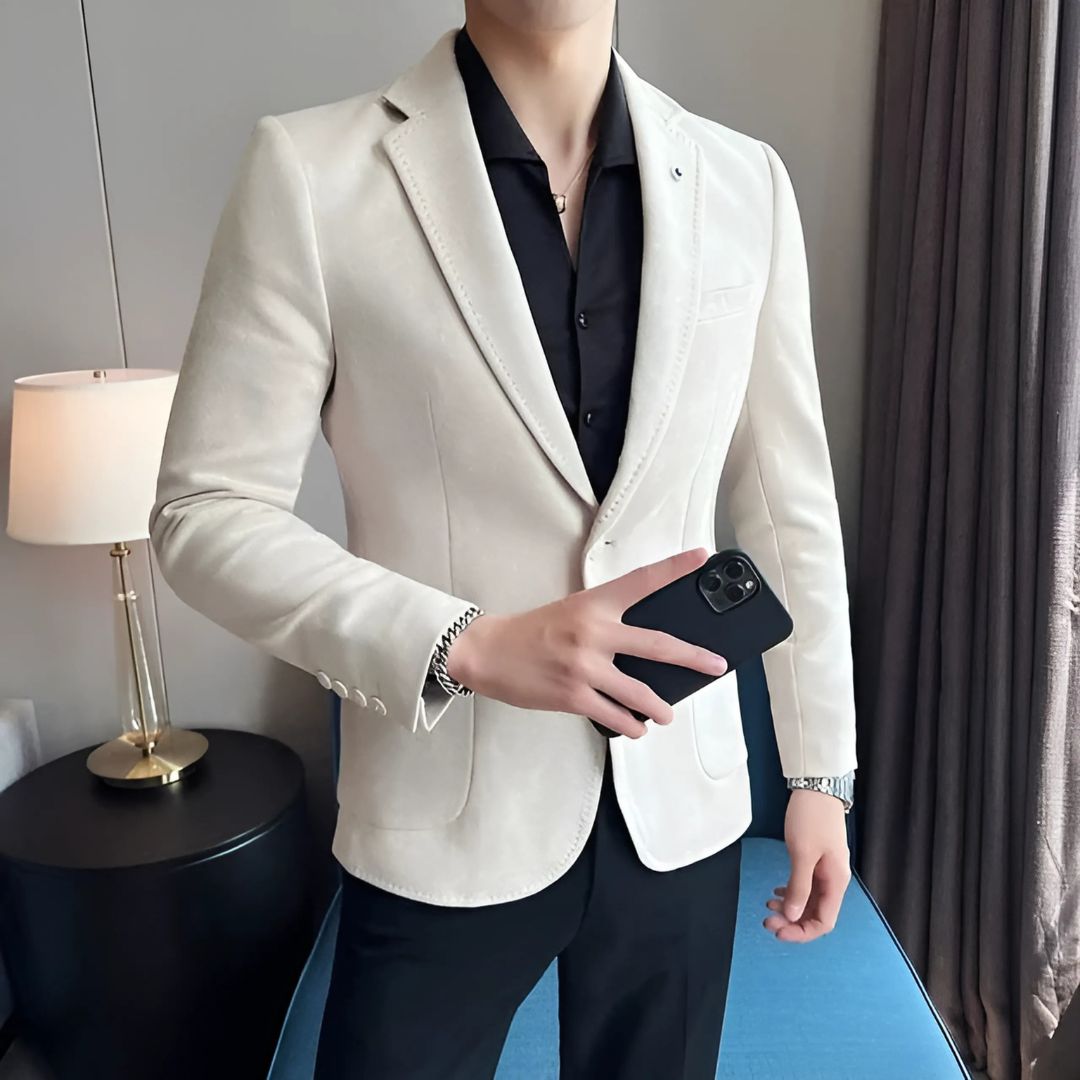 Men's Slim Fit Deerskin Velvet Blazer