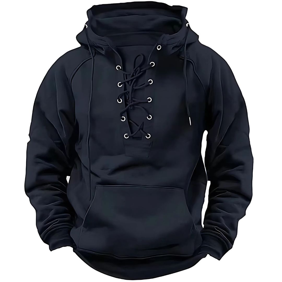 Men's Vintage Hooded Lace-Up Sweatshirt