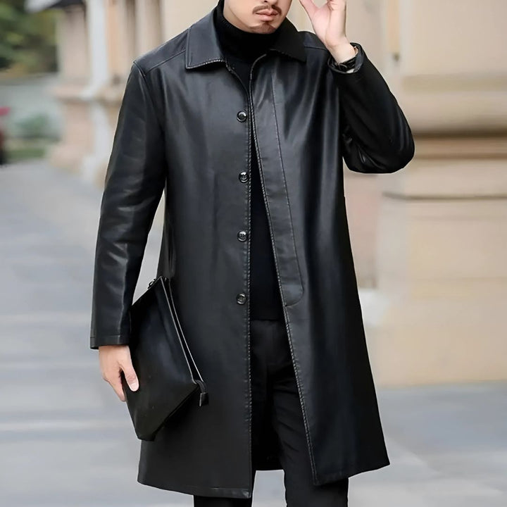 Men's Faux Leather Windbreaker Jacket