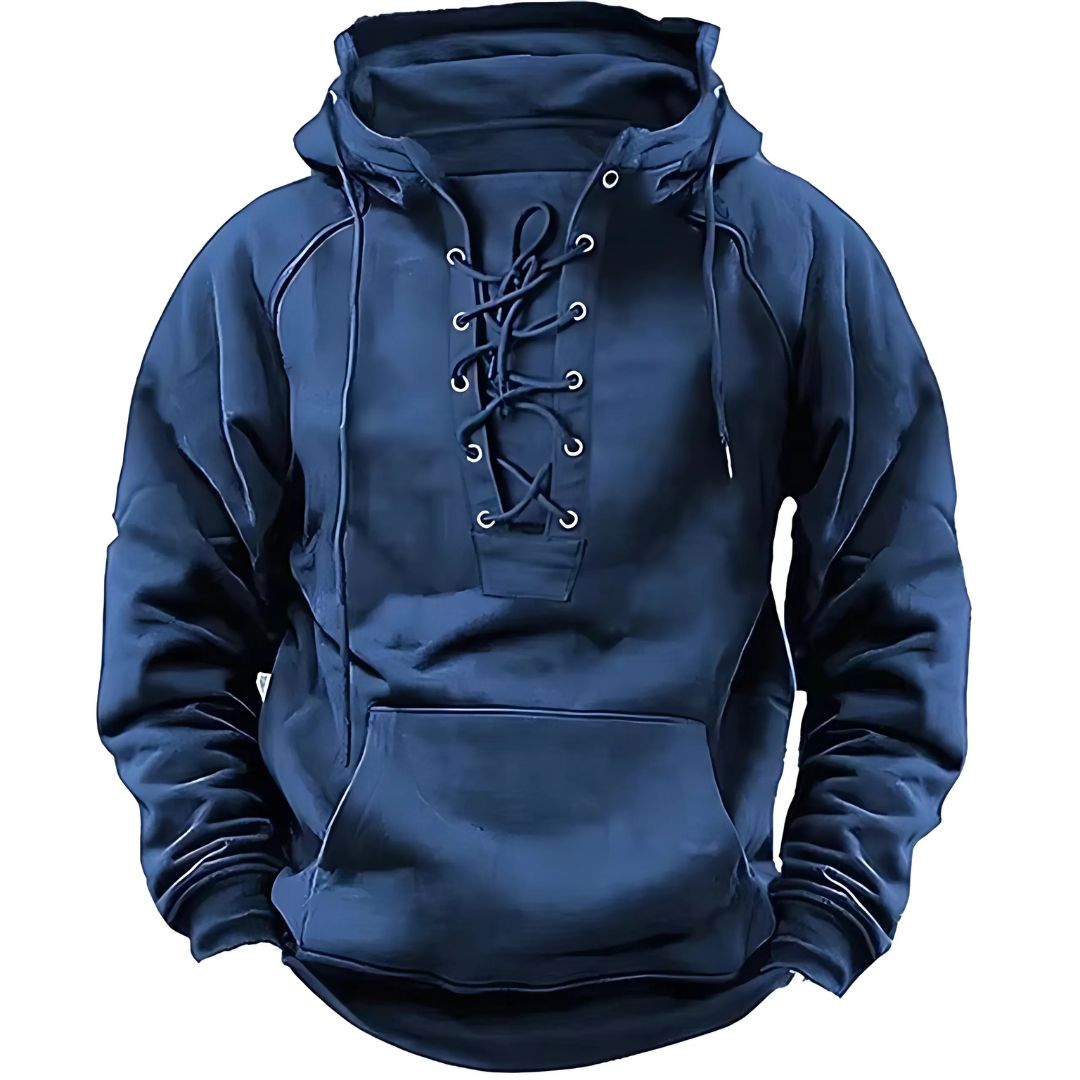 Men's Vintage Hooded Lace-Up Sweatshirt