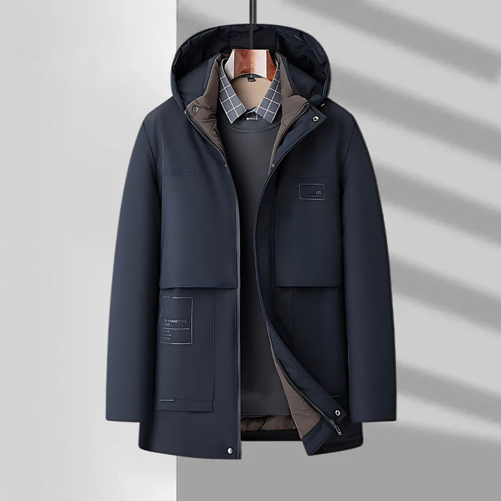 Men's Hooded Zippered Parka Coat