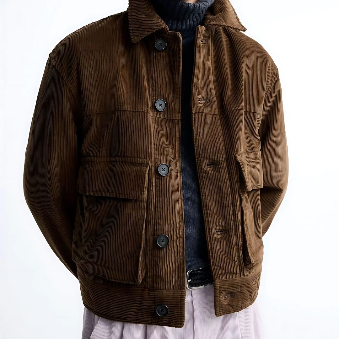 Men's Corduroy Cargo Jacket Brown