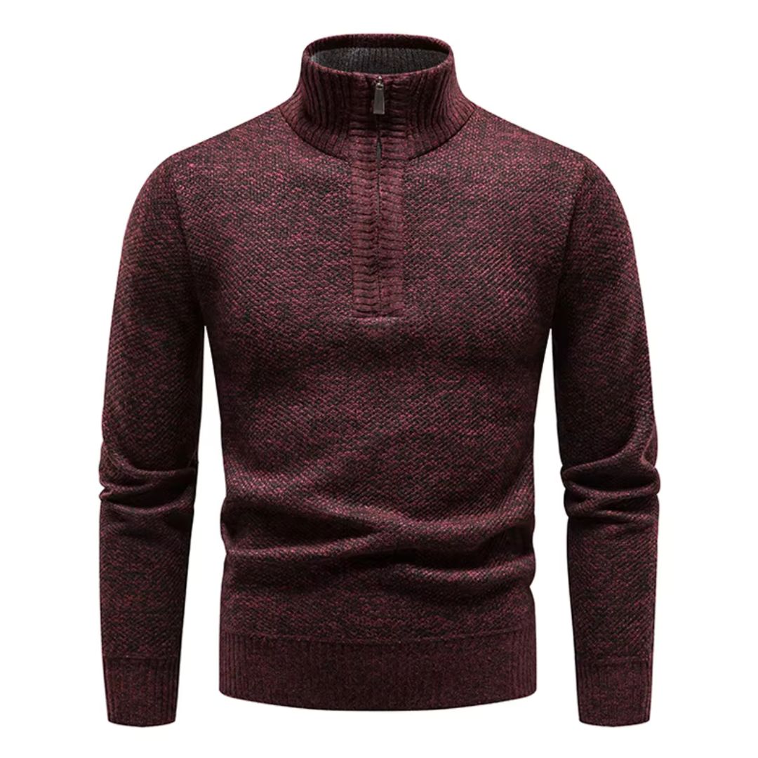 Men's Stand Collar Velvet Sweater